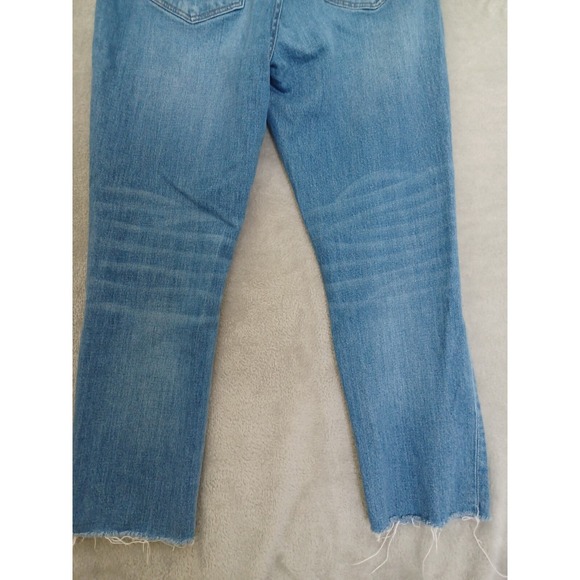 Madewell Jeans Sz 27  High Rise Slim Straight Crop Boyjean Fray Hem Raw Distress - Picture 6 of 14
